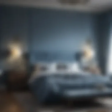 Calming Blue Bedroom A bedroom featuring a calming blue color scheme