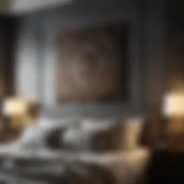 Geometric Elegance in Focus Abstract Geometric Art as Bedroom Focal Point