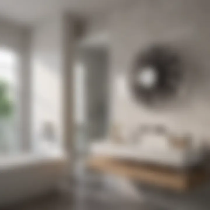 Aesthetic integration of an in-wall fan in a stylish bathroom setting