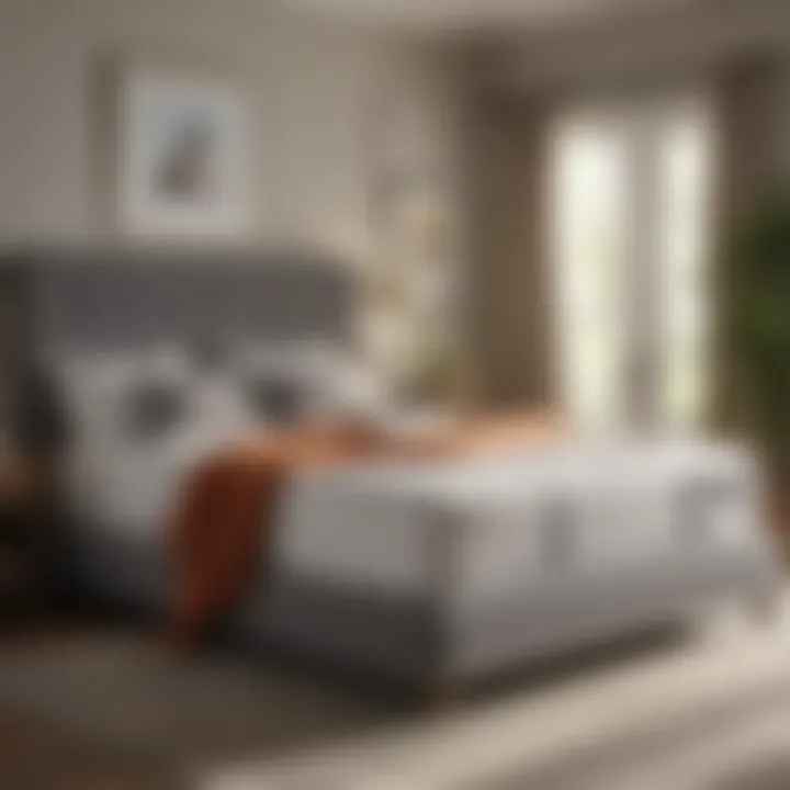 Stylish Budget-Friendly Mattress in a Bedroom An inviting bedroom featuring a stylish, budget-friendly mattress