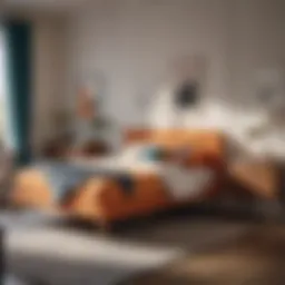 Stylish twin bedroom set in a modern design showcasing vibrant colors and clean lines