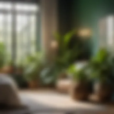 Air-purifying plants in cozy bedroom