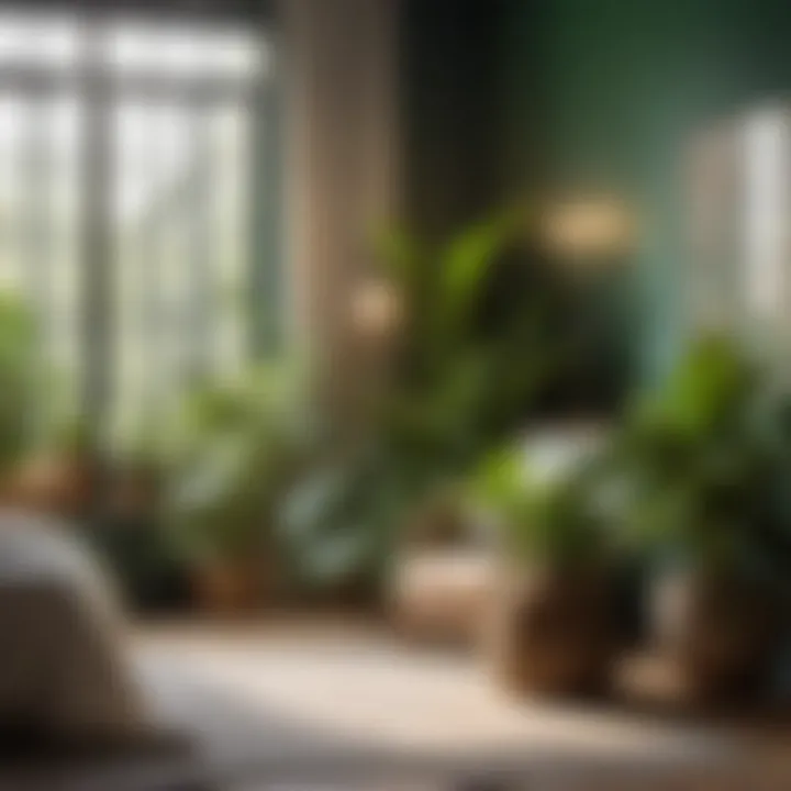 Air-purifying plants in cozy bedroom