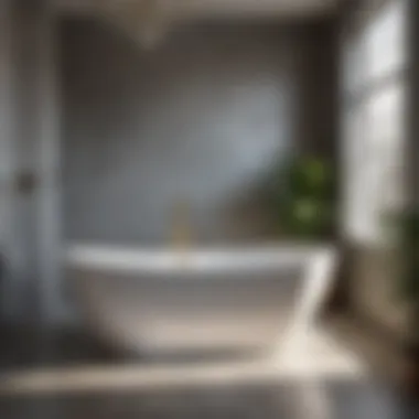 Modern bathroom featuring Akdy freestanding soaking bathtub