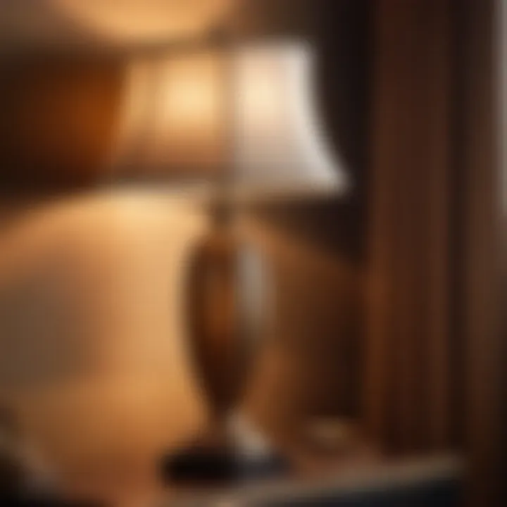 Vintage Art Deco Style Lamp in Dimly Lit Room
