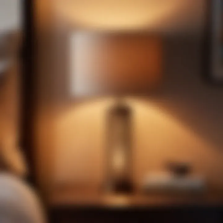 Warm glow from bedside table lamp