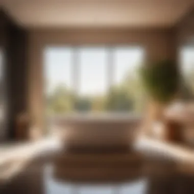 Serenity Soak: Enhancing Bathtub Experience Soft ambient lighting highlighting a freestanding bathtub