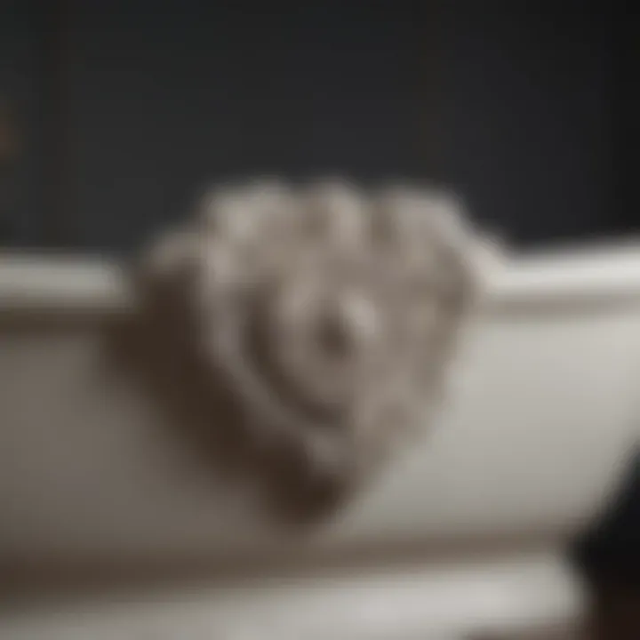 Close-up of the intricate design details of a vintage American bathtub