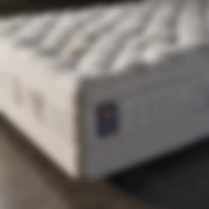 Close-up of Serta king mattress features and materials