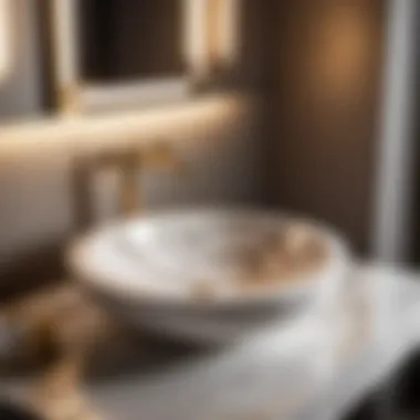 Luxurious Aesthetics: Marble Drop-In Sink Marble drop-in sink showcasing luxury bathroom design