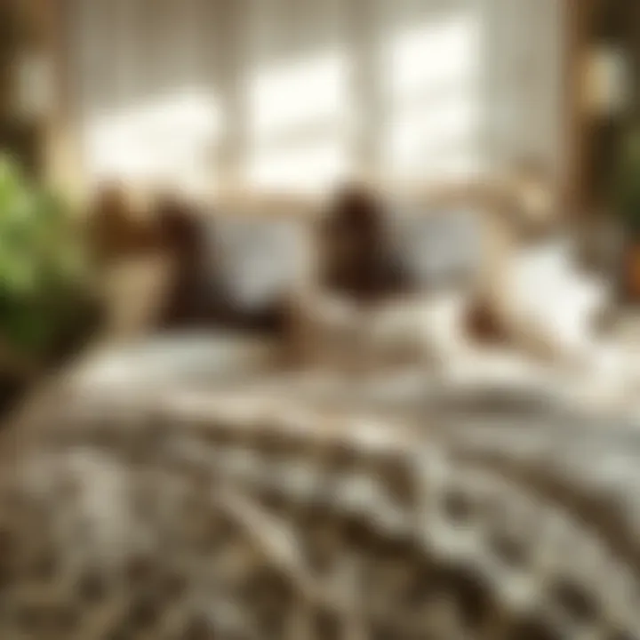 Stylish Animal Print Bedding Luxurious bedding adorned with subtle animal prints, creating a cozy yet stylish ambiance.