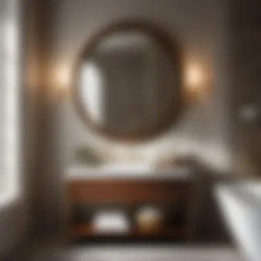 Transitional Design Showcase Antique bathroom vanity in a stylish modern bathroom setting