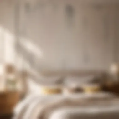 Brush applying whitewash on bedroom wall