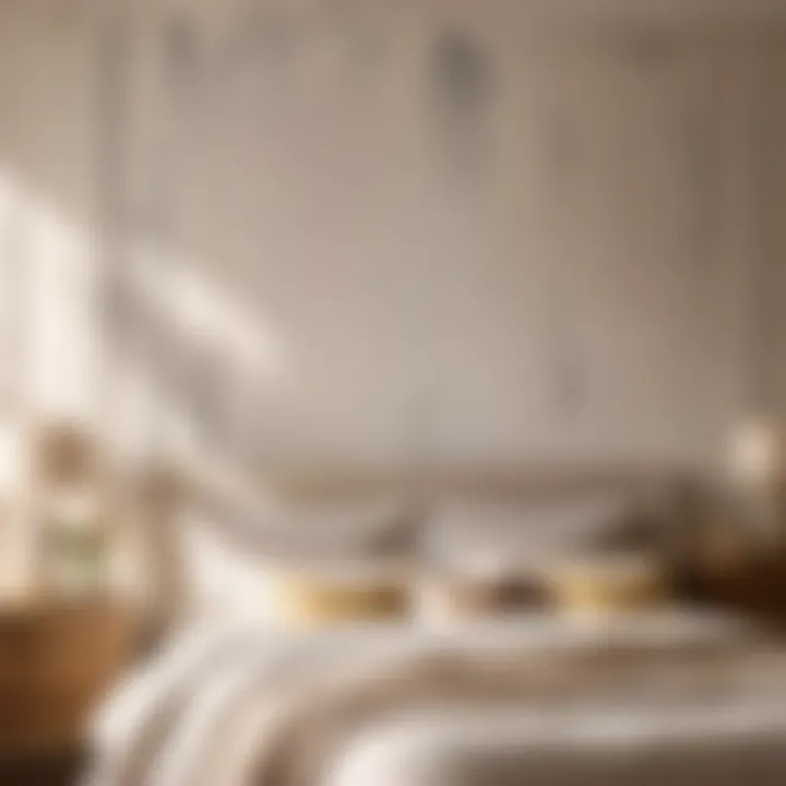 Brush applying whitewash on bedroom wall