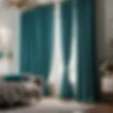 Elegant Aqua Blue Curtain Draping Gracefully in Bedroom
