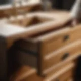 Artisan crafting oak vanity drawer