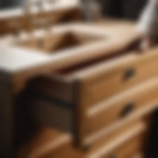 Artisan crafting oak vanity drawer