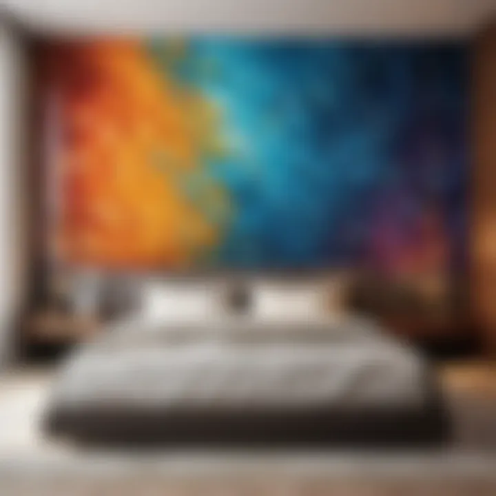 Artistic abstract design wall tile sticker in bedroom
