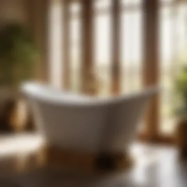 Sunlit Artistry: Pedestal Bath Tub Showcase Artistic Pedestal Bath Tub in a Sunlit Bathroom