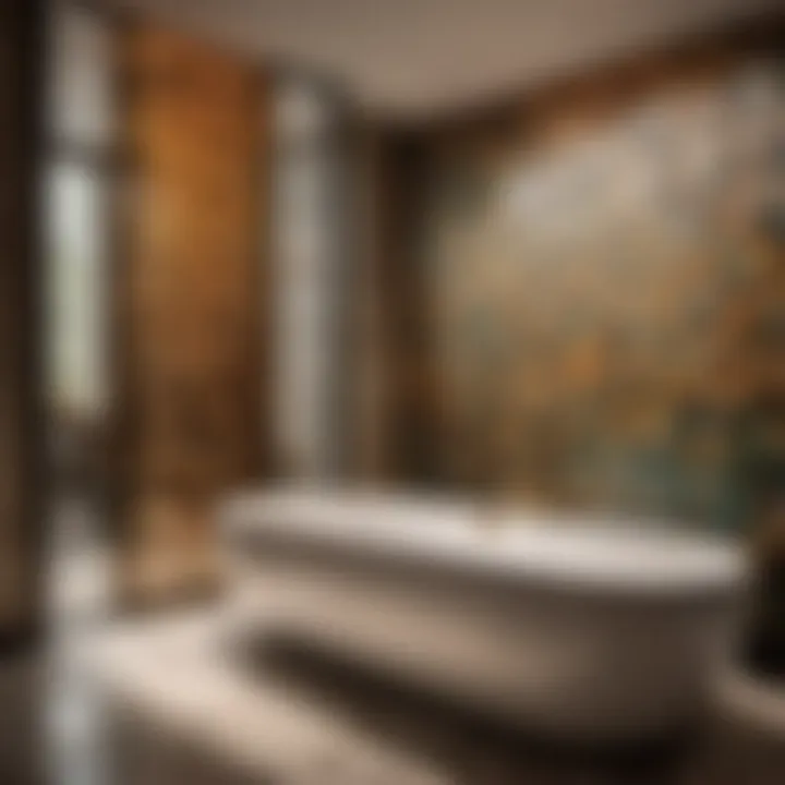 Artistic tile pattern bathroom wall panel