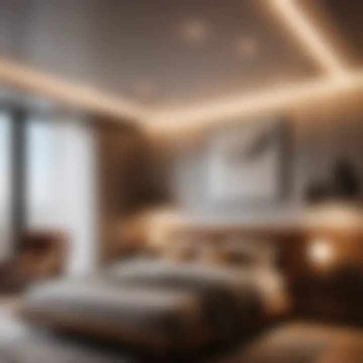 Track lighting highlighting artwork