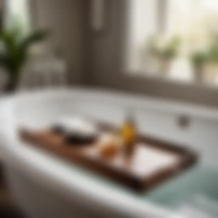 Close-up of elegant design details on Bailey Bathtub Caddy