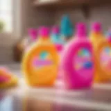 Vivid Detergent Bottles in Barbie Laundry Set Barbie laundry set with colorful detergent bottles
