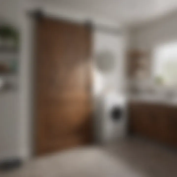 Installation process of barn door in laundry area