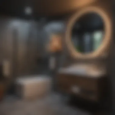 Efficient use of small space in a basement bathroom with innovative layout