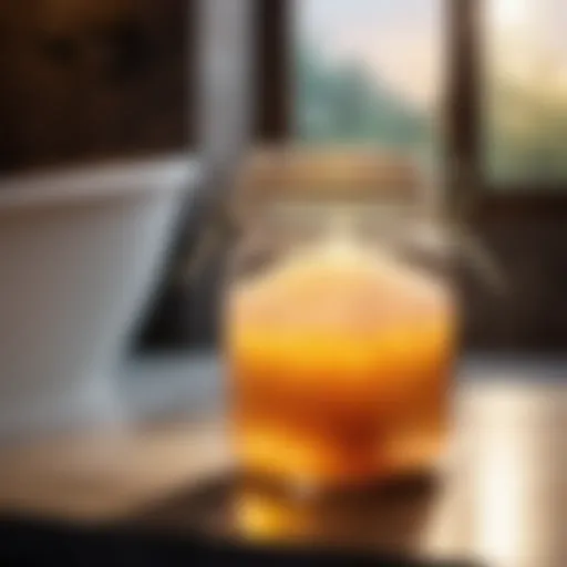 Illuminated bath salts in elegant glass jar