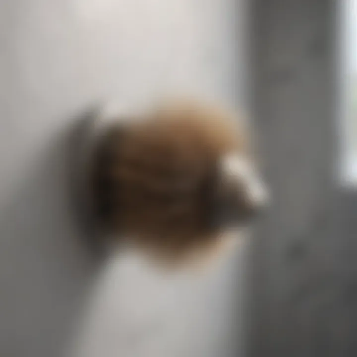 Close-up view of a stylish bathroom back brush with ergonomic design.