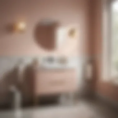 Charming bathroom cabinet adorned with a soft pastel shade