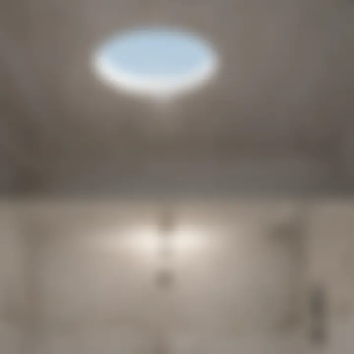 Before and after comparison of a bathroom ceiling painted with waterproof paint