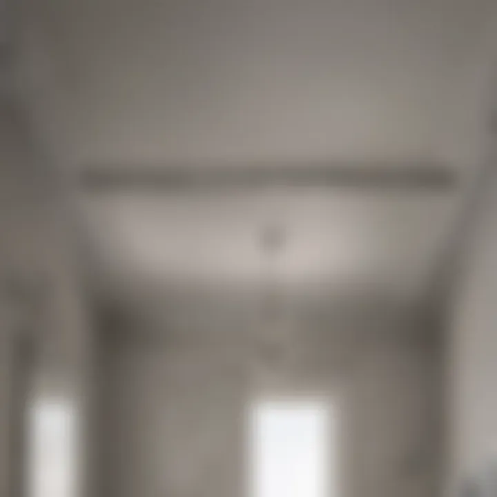 Before and after comparison of a bathroom ceiling paint job