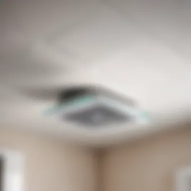 Modern bathroom fan installed on ceiling