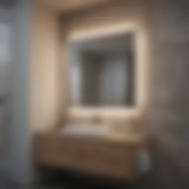 Sleek vanity with integrated storage and mirror