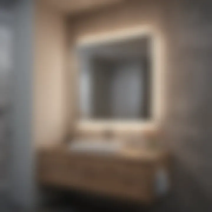 Sleek vanity with integrated storage and mirror