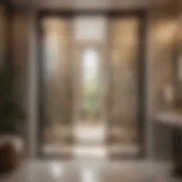 Elegant bathroom glass door with intricate design