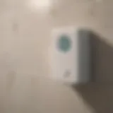 Illustration of a bathroom humidity sensor mounted on a wall