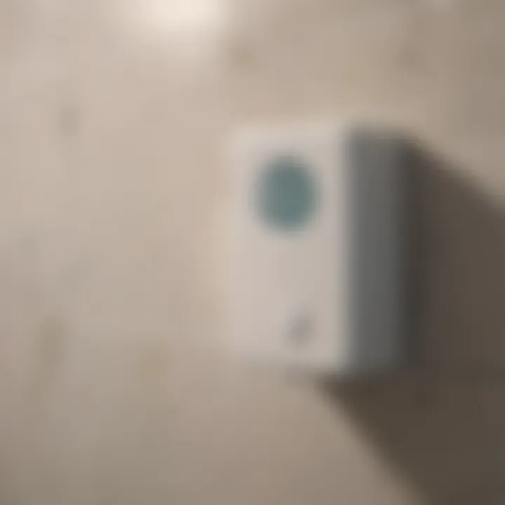 Illustration of a bathroom humidity sensor mounted on a wall