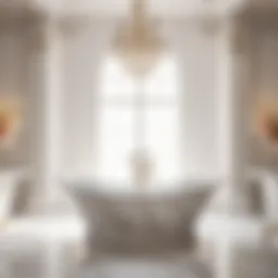 Luxurious marble bathtub in elegant bathroom