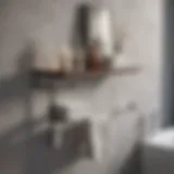 Stylish bathroom shelf with integrated towel bar in modern design