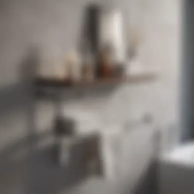 Stylish bathroom shelf with integrated towel bar in modern design