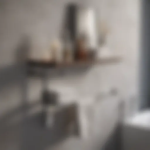 Stylish bathroom shelf with integrated towel bar in modern design