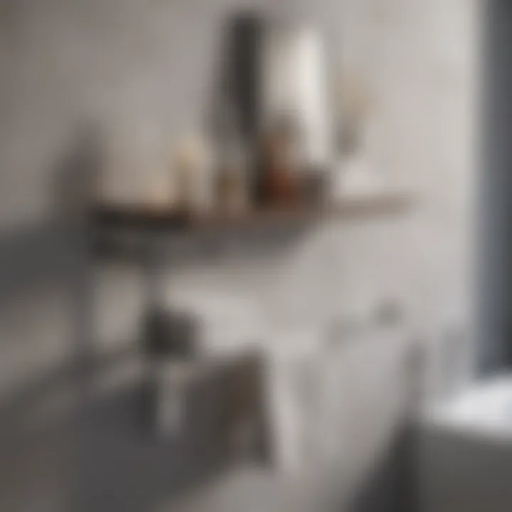 Stylish bathroom shelf with integrated towel bar in modern design
