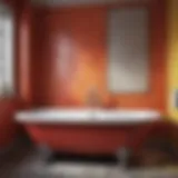 A beautifully painted bathtub showcasing a vibrant color transformation.