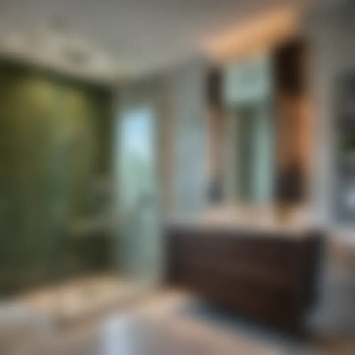 Sleek and Modern Bathroom Vanity with Glass Shower Enclosure