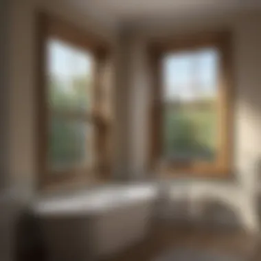 Traditional wooden sash window in a bathroom