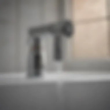 Detailed View of Handheld Sprayer Functionality Close-up of a handheld sprayer feature on a bathtub faucet