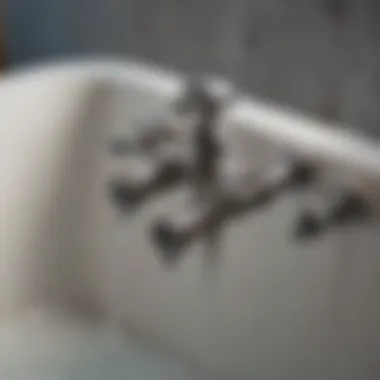 Close-up of bathtub plumbing connections